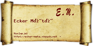 Ecker Máté névjegykártya