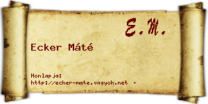 Ecker Máté névjegykártya